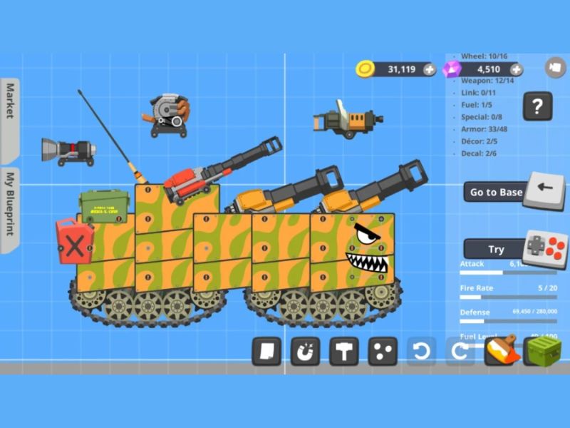 Tải Hack Super Tank Rumble Mod Apk (Full Tiền, Kim Cương) v5.11.8 Hệ Thống Bộ Phận và Nâng Cấp Đa Dạng Trong Super Tank Rumble Hack