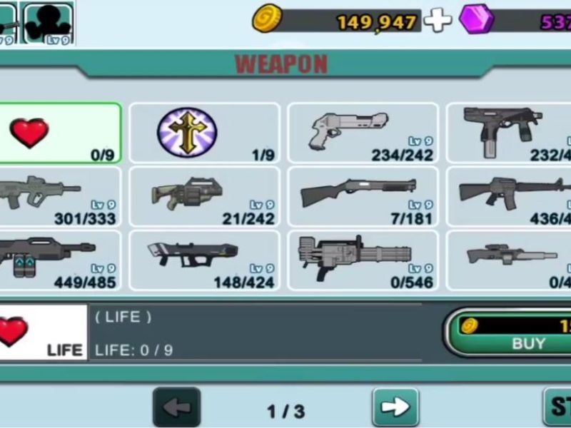 Tải Anger Of Stick 5 Hack (Vô Hạn Tiền, Kim Cương) v1.1.92 Hệ thống vũ khí trong Anger of Stick 5 Hack