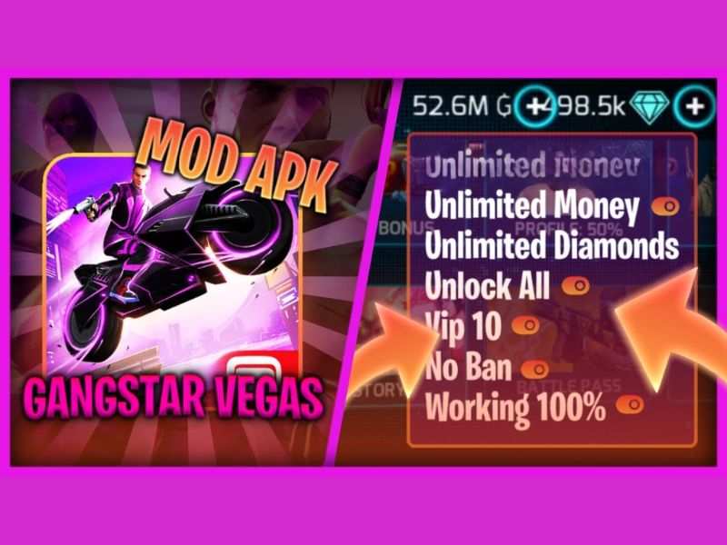 Tải Hack Gangstar Vegas (Full Tiền, Vip 10) v9.5.0d Các Tính Năng Nổi Bật Trong Hack Gangstar Vegas
