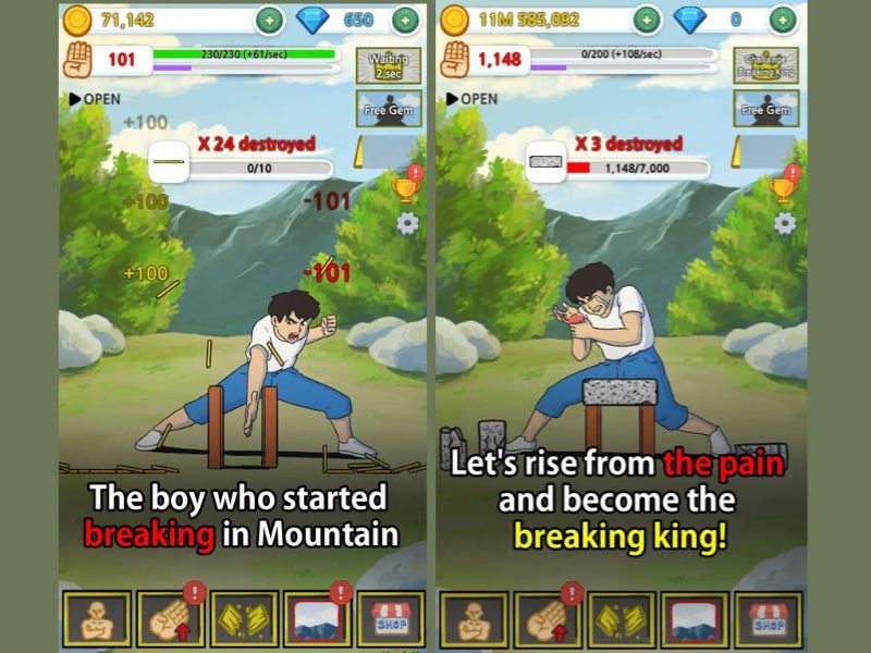 Tải Tap Tap Breaking FUNNYMOD (MOD Menu, One Hit) v1.77 Lối chơi theo phong cách nhàn rỗi trong Hack Tap Tap Breaking FUNNYMOD