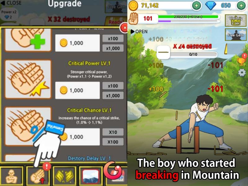 Tải Tap Tap Breaking FUNNYMOD (MOD Menu, One Hit) v1.77 Nhiều chế độ tập luyện trong Hack Tap Tap Breaking FUNNYMOD