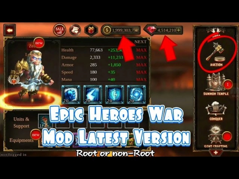 Tải Hack Epic Heroes War (Full Tướng, Kim Cương, Vô Hạn Tiền) v1.35.435.11155pre Nguồn kim cương và vàng vô tận