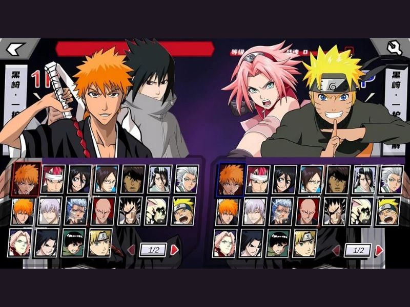 Tải Game Naruto VS Bleach 3.3 (MOD Mở Khóa Toàn Bộ Nhân Vật) Hệ thống nhân vật phong phú trong Game Naruto VS Bleach 3.3 Mod APK