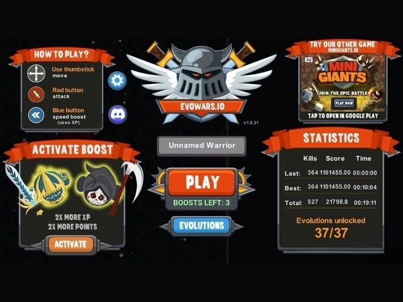 Tải Evowars io Hack Modlmh.com (Lên Level Nhanh, Bất Tử) V2.0.137 Một Số Tính Năng MOD Nổi Bật Có Trong Evowars Hack