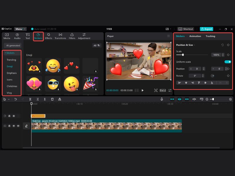 Tải CapCut Pro APK Phanmem123 (Mở Khóa Premium) v17.7.0 Tùy biến văn bản và sticker trong CapCut Pro APK